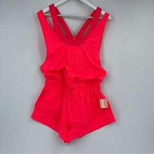 Free People Movement Check It Out Runsie Electric Sunset One Piece Womans Size S
